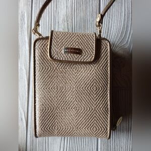 NWT Liz Claiborne Gold Crossbody Bag Purse Fold Out Wallet